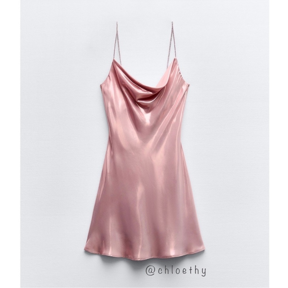 Zara METALLIC RHINESTONE STRAPPY MINI DRESS - Picture 1 of 7